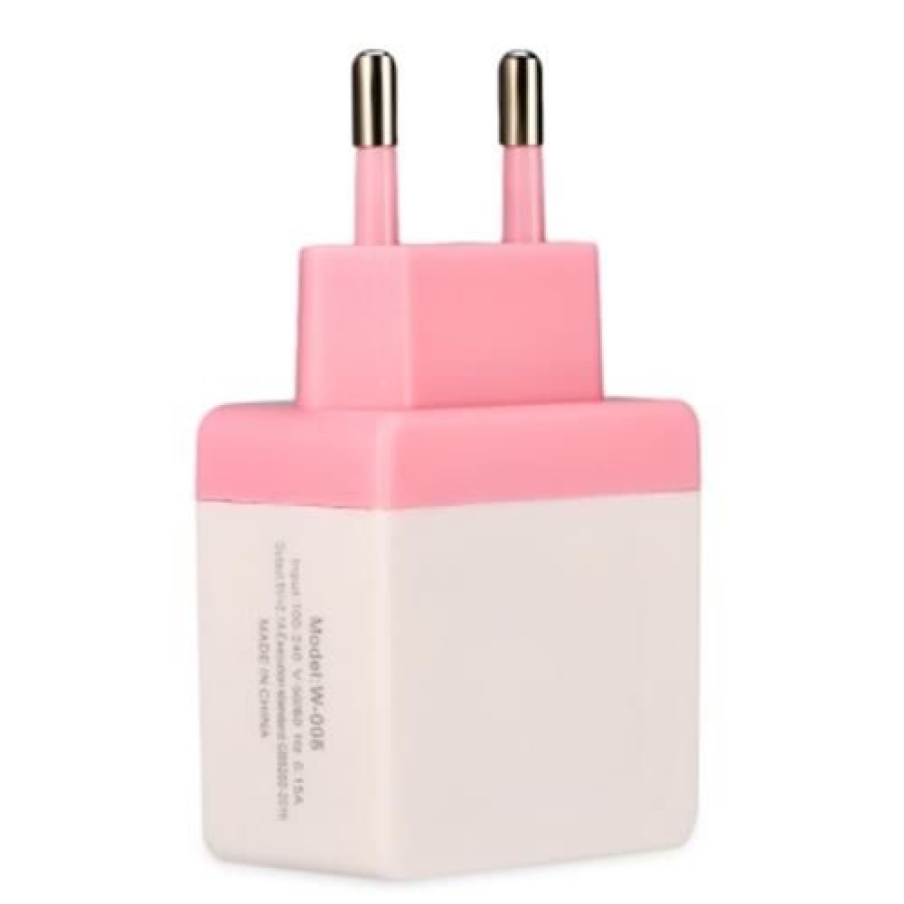 UNIVERSAL DUAL USB OUTPUT HOME WALL POWER SUPPLY ADAPTER CHARGER (PINK)