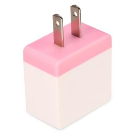 UNIVERSAL DUAL USB OUTPUT HOME WALL POWER SUPPLY ADAPTER CHARGER (PINK)