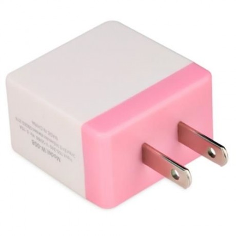 UNIVERSAL DUAL USB OUTPUT HOME WALL POWER SUPPLY ADAPTER CHARGER (PINK)