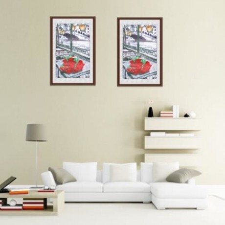 30 X 40CM 5D PARIS RED ROSE DRILLED NEEDLEWORK DIY DIAMOND PAINTING CROSS STITCH WALL STIC