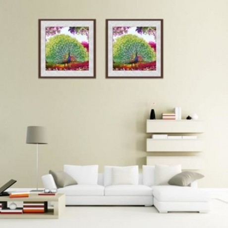 40 X 40CM 5D PEACOCK SPREADING TAIL DRILLED NEEDLEWORK DIY DIAMOND PAINTING CROSS STITCH W