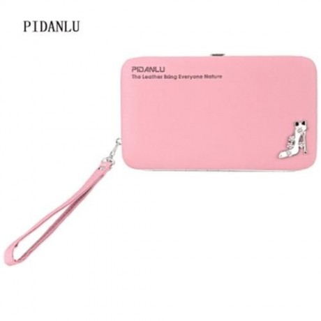 PIDANLU LADIES LONG PENCIL CASE HOLDING BAG CARD WALLET (LIGHT PINK)