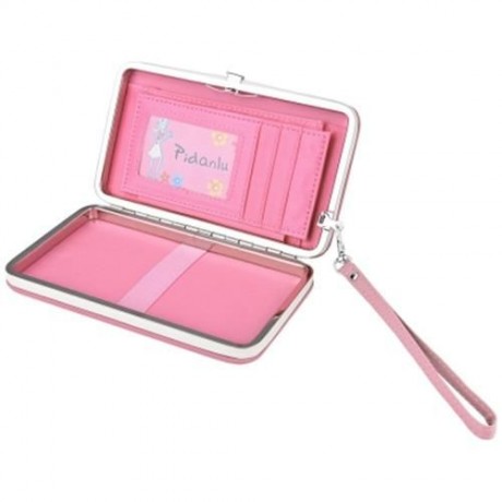 PIDANLU LADIES LONG PENCIL CASE HOLDING BAG CARD WALLET (LIGHT PINK)