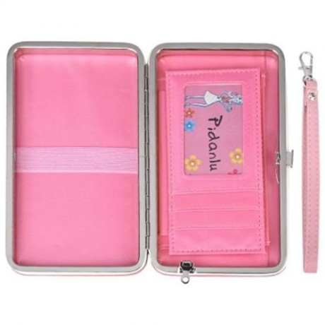 PIDANLU LADIES LONG PENCIL CASE HOLDING BAG CARD WALLET (LIGHT PINK)