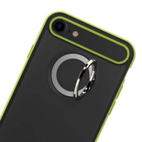 ROCK M2 MAGNETIC RING KICKSTAND PHONE CASE PROTECTIVE BACK COVER FOR IPHONE 7 (GREEN)