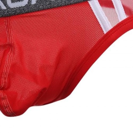 SEXY ULTRALIGHT MESH DESIGN MALE EXPOSED BUTTOCKS BRIEFS (RED)