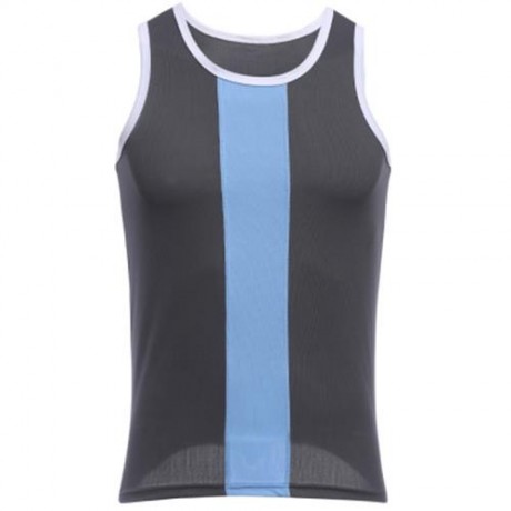SIMPLE DESIGN MESH ROUND NECK SLEEVELESS MALE BREATHABLE VEST (GRAY)