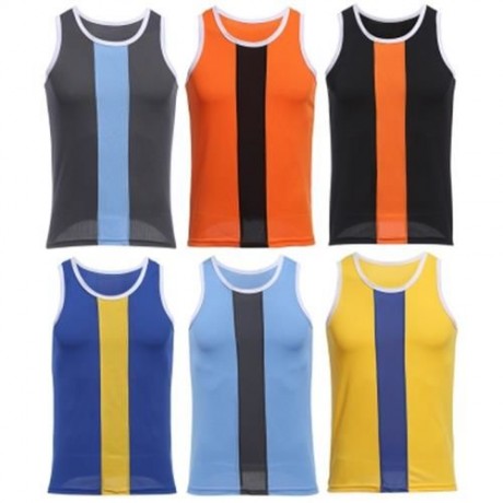 SIMPLE DESIGN MESH ROUND NECK SLEEVELESS MALE BREATHABLE VEST (ORANGE)
