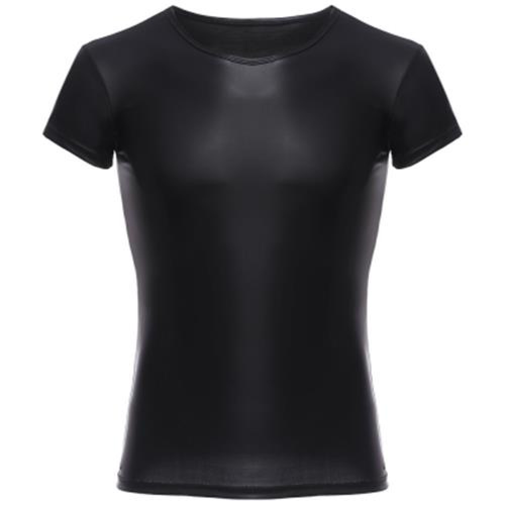 SEXY ROUND NECK SHORT SLEEVE MALE SHIRT (BLACK)