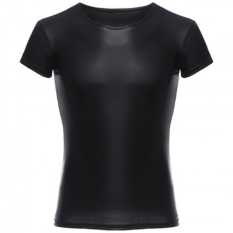 SEXY ROUND NECK SHORT SLEEVE MALE SHIRT (BLACK)