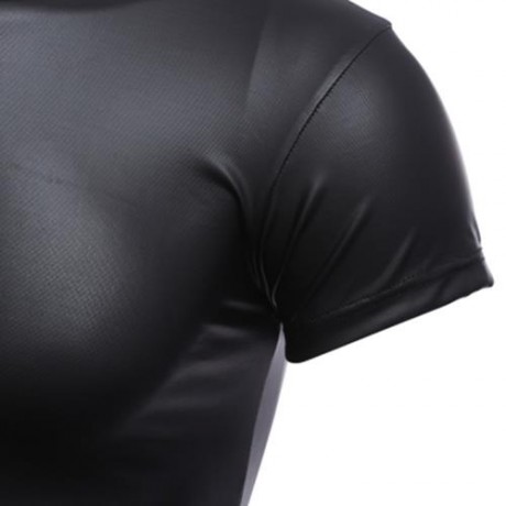 SEXY ROUND NECK SHORT SLEEVE MALE SHIRT (BLACK)