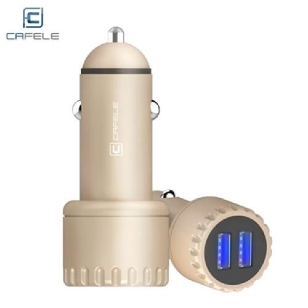 CAFELE DUAL USB LUMINOUS 5V 3.4A QUICK CHARGING CAR VEHICLE CHARGER (GOLDEN)