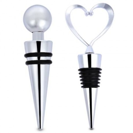 ZINC ALLOY RED WINE CHAMPAGNE BOTTLE STOPPER SEALER HOME BAR COLLECTION (SILVER)