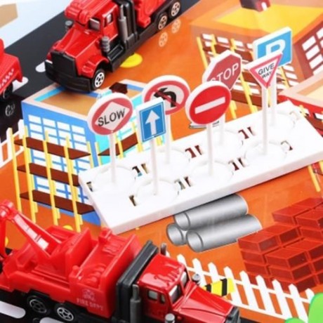 XIONGFENGDA ALLOY 1:72 SCALE FIRE DEPARTMENT SET FOR KIDS (RED)