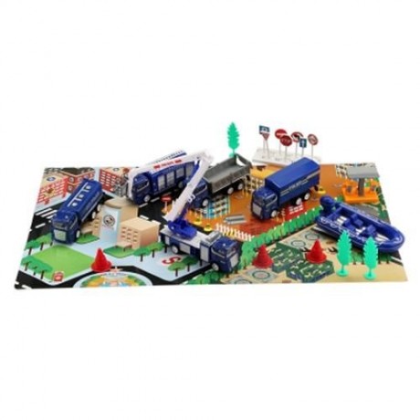 XIONGFENGDA ALLOY 1:60 SCALE POLICE DEPARTMENT SET FOR KIDS (BLUE)