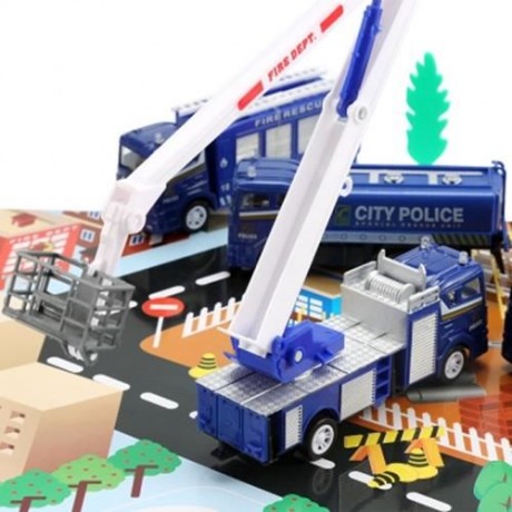 XIONGFENGDA ALLOY 1:60 SCALE POLICE DEPARTMENT SET FOR KIDS (BLUE)
