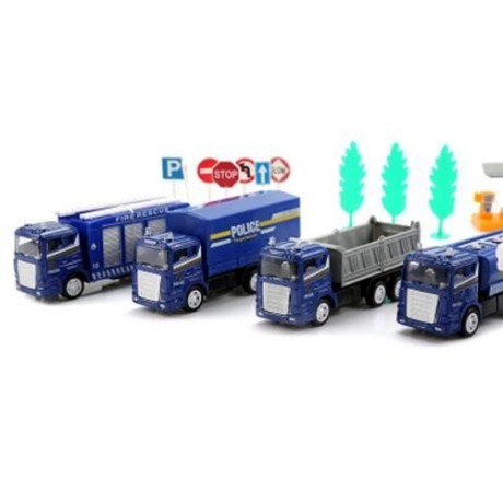 XIONGFENGDA ALLOY 1:60 SCALE POLICE DEPARTMENT SET FOR KIDS (BLUE)