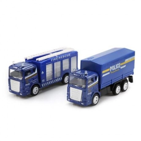 XIONGFENGDA ALLOY 1:60 SCALE POLICE DEPARTMENT SET FOR KIDS (BLUE)