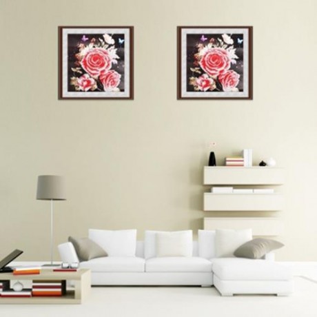 35 X 35CM ROSE FLOWER DRILLED NEEDLEWORK DIY DIAMOND PAINTING CROSS STITCH TOOL (COLORMIX)