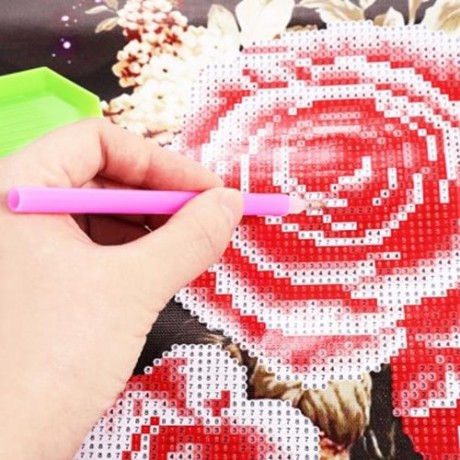 35 X 35CM ROSE FLOWER DRILLED NEEDLEWORK DIY DIAMOND PAINTING CROSS STITCH TOOL (COLORMIX)
