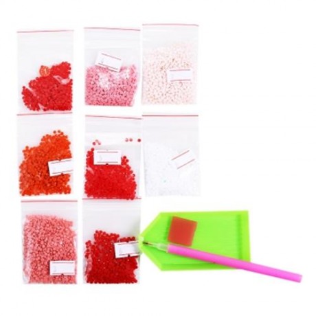 35 X 35CM ROSE FLOWER DRILLED NEEDLEWORK DIY DIAMOND PAINTING CROSS STITCH TOOL (COLORMIX)