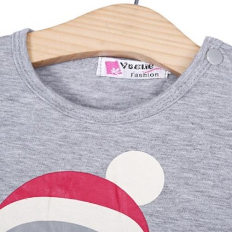 CUTE ROUND COLLAR CARTOON PRINT STRIPED UNISEX SLEEPER WITH HAIR BAND FOR BABIES (HAIR BAN