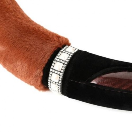 STYLISH RHINESTONE-STUDDED CANDY COLOR LADIES CAR STEERING WHEEL COVER