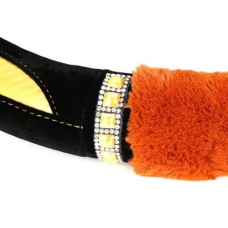 STYLISH RHINESTONE-STUDDED CANDY COLOR LADIES CAR STEERING WHEEL COVER