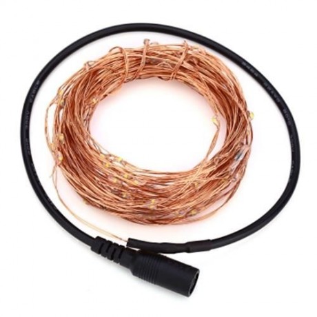 HQYG - 05 30CM 100 LEDS COPPER STRING LIGHT WITH REMOTE CONTROLLER (WARM WHITE LIGHT)