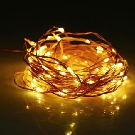 HQYG - 06 30CM 100 LEDS COPPER STRING LIGHT WITH REMOTE CONTROLLER (WARM WHITE LIGHT)
