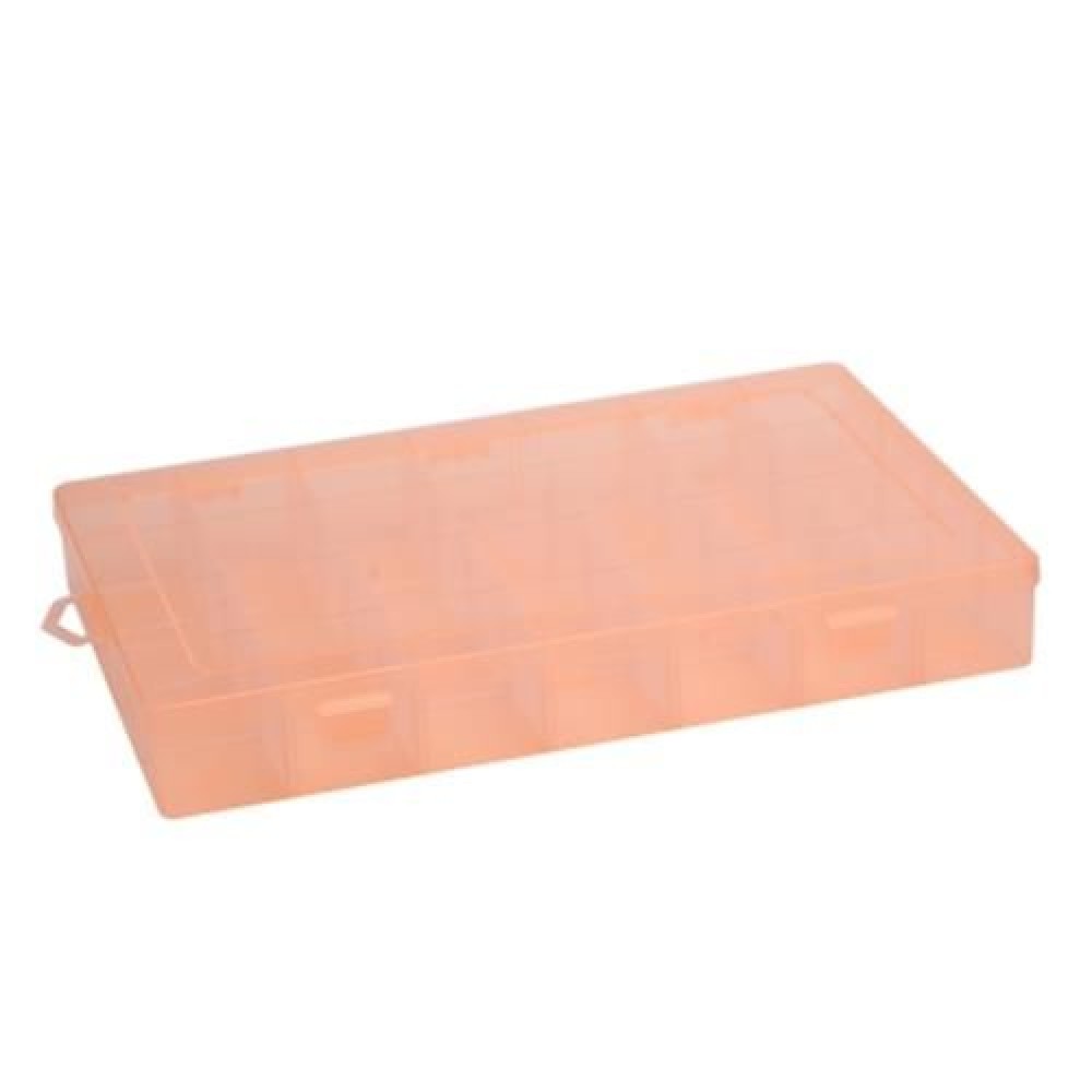DETACHABLE 28 COMPARTMENTS TRANSPARENT PLASTIC JEWELRY BEAD STORAGE CONTAINER (ORANGE)