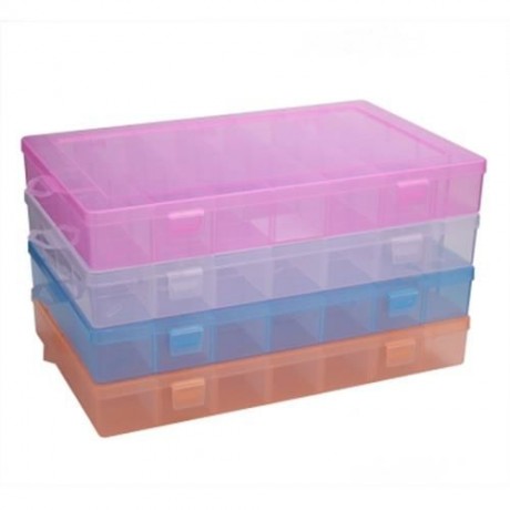 DETACHABLE 28 COMPARTMENTS TRANSPARENT PLASTIC JEWELRY BEAD STORAGE CONTAINER (ORANGE)