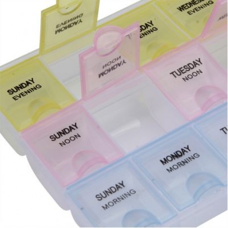 21 Compartments Weekly Medicine Reminder Tablet Storage Container (COLORMIX)