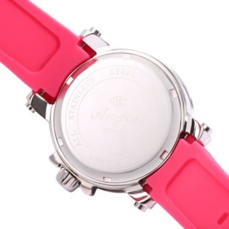 ANGIE 7135L UNISEX QUARTZ WATCH LUMINOUS POINTER 3ATM DATE DAY DISPLAY RUBBER BAND WRISTWA