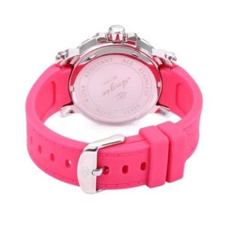 ANGIE 7135L UNISEX QUARTZ WATCH LUMINOUS POINTER 3ATM DATE DAY DISPLAY RUBBER BAND WRISTWA