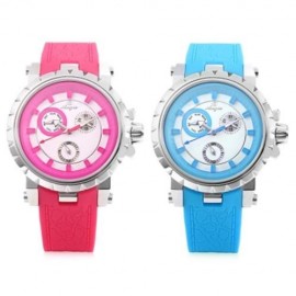 ANGIE 7135L UNISEX QUARTZ WATCH LUMINOUS POINTER 3ATM DATE DAY DISPLAY RUBBER BAND WRISTWA