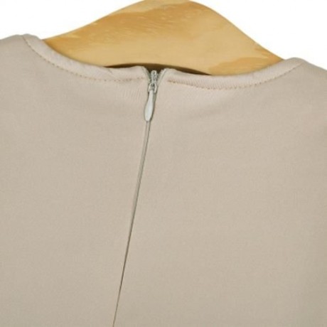 3PCS ROUND COLLAR LONG SLEEVE ZIPPER DRESS SOLID COLOR SCARF SEQUIN BOWKNOT HEADWEAR CLOTH