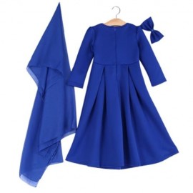 3PCS ROUND COLLAR LONG SLEEVE ZIPPER DRESS SOLID COLOR SCARF SEQUIN BOWKNOT HEADWEAR CLOTH