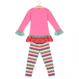 SWEET RUFFLE COLLAR FLOUNCED PRINTED TWO PIECE CHRISTMAS SET FOR GIRLS (PINK)
