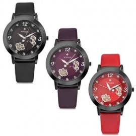 WWOOR 8822 WOMEN QUARTZ WATCH BUTTERFLY PETAL PATTERN ARTIFICIAL DIAMOND DIAL FEMALE WRIST