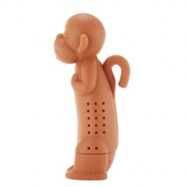 CUTE NOVELTY SILICONE MONKEY SHAPE MESH TEA INFUSER REUSABLE STRAINER FILTER (TEA-COLORED)
