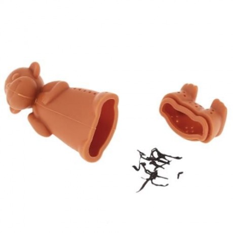 CUTE NOVELTY SILICONE MONKEY SHAPE MESH TEA INFUSER REUSABLE STRAINER FILTER (TEA-COLORED)