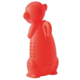 CUTE NOVELTY SILICONE MONKEY SHAPE MESH TEA INFUSER REUSABLE STRAINER FILTER (RED)
