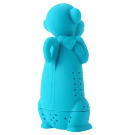 CUTE NOVELTY SILICONE MONKEY SHAPE MESH TEA INFUSER REUSABLE STRAINER FILTER (LAKE BLUE)