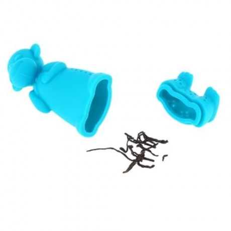CUTE NOVELTY SILICONE MONKEY SHAPE MESH TEA INFUSER REUSABLE STRAINER FILTER (LAKE BLUE)