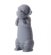 CUTE NOVELTY SILICONE MONKEY SHAPE MESH TEA INFUSER REUSABLE STRAINER FILTER (GRAY)