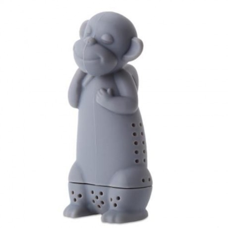 CUTE NOVELTY SILICONE MONKEY SHAPE MESH TEA INFUSER REUSABLE STRAINER FILTER (GRAY)