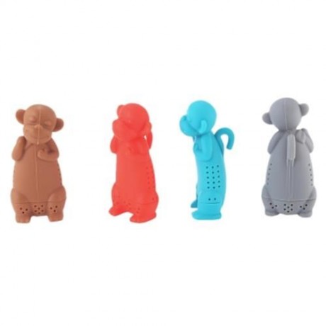 CUTE NOVELTY SILICONE MONKEY SHAPE MESH TEA INFUSER REUSABLE STRAINER FILTER (GRAY)