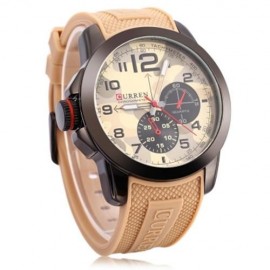 CURREN 8182 CAMOUFLAGE DIAL MALE QUARTZ WATCH SILICONE BAND 3ATM MEN WRISTWATCH (YELLOW)