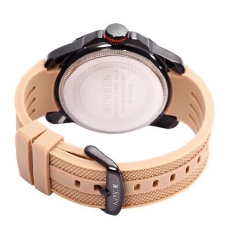 CURREN 8182 CAMOUFLAGE DIAL MALE QUARTZ WATCH SILICONE BAND 3ATM MEN WRISTWATCH (YELLOW)